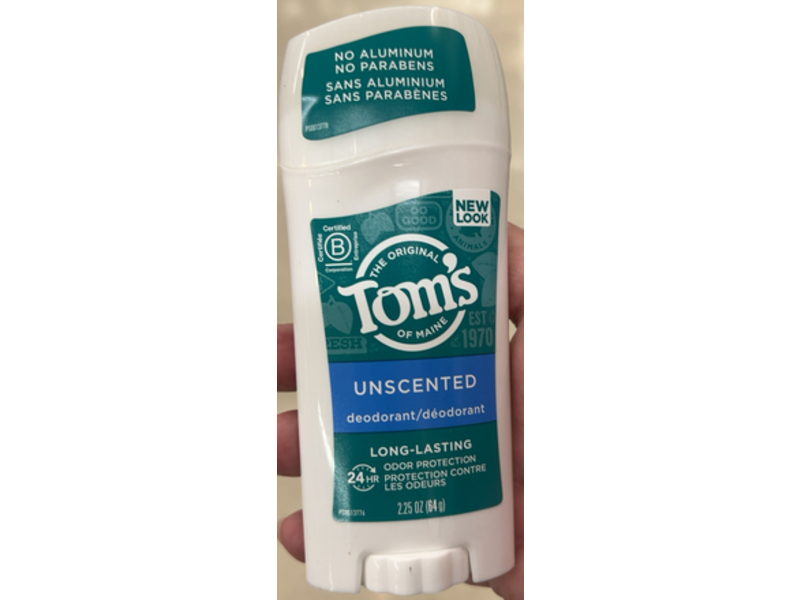 Tom's Long Lasting Deodorant, Unscented, 2.25 oz/64 g