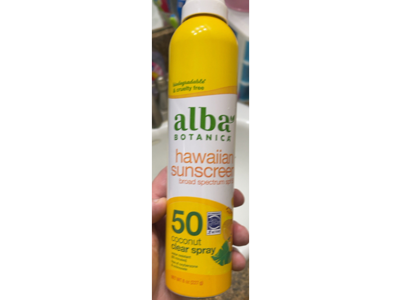 Alba Botanica Hawaiian Coconut Clear Sunscreen Spray, SPF 50, 8 oz/227 g