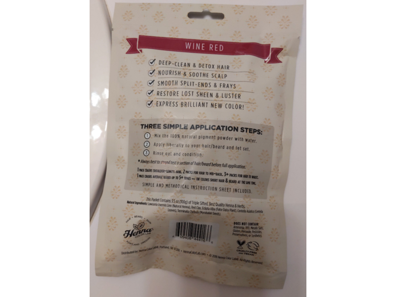 Henna Color Lab Hair & Beard Dye, Wine Red, 3.5 oz/100 g