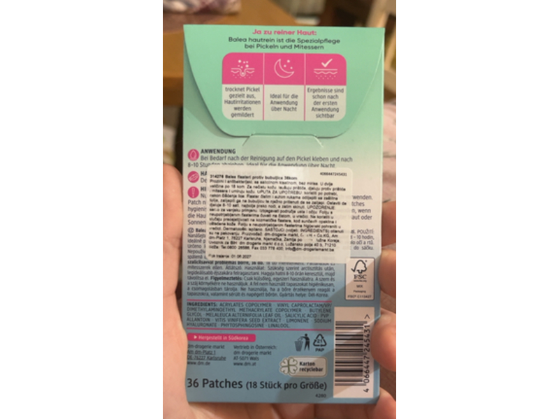 Balea Anti-Pickel Patches, Hautrein, 36 Count