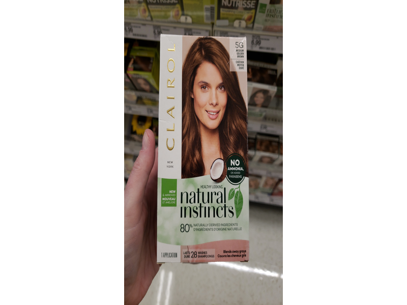Clairol Natural Instincts Non-Permanent Hair Color - 5G Medium Golden Brown - 1 Kit