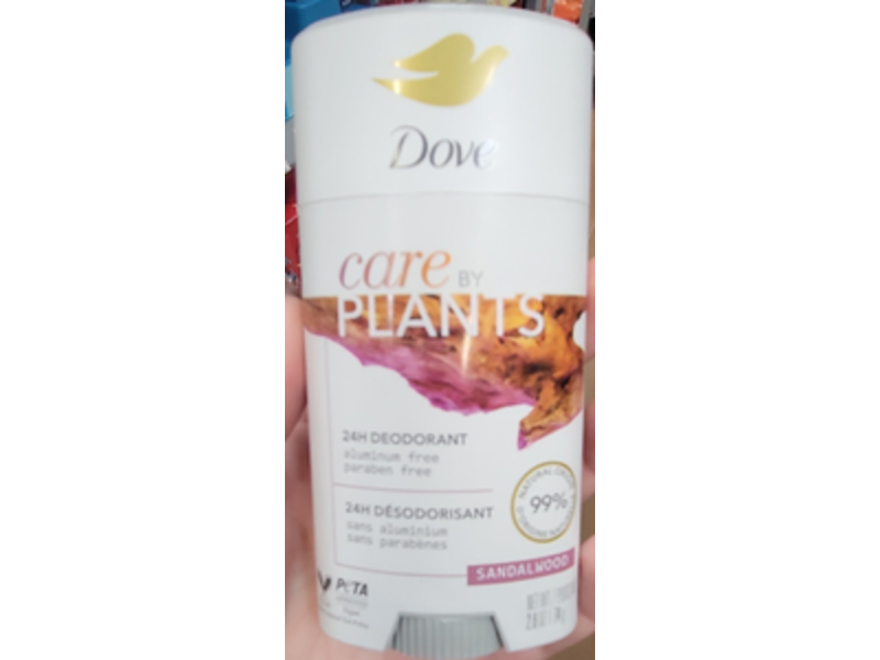 Dove Care By Plants Deodorant, Sandalwood, 2.6 fl oz/74 g