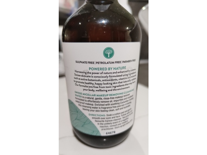 Swisse Skincare Micellar Makeup Removing Cleansing Water, Cucumber Extract, 10.2 fl oz/300 mL