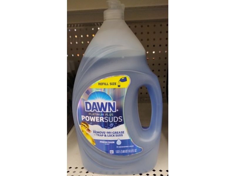Dawn Platinum Plus Powersuds Dish Soap, Fresh Rain, 51.5 fl oz/1.52 L