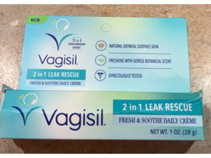 Vagisil 2-in-1 Leak Rescue Fresh & Soothe Daily Creme, 1 oz/28 g