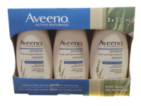 Aveeno Active Naturals Skin Relief Body Wash, Fragrance Free, 18 fl oz/532 mL, Pack Of 3 - thumbnail 1
