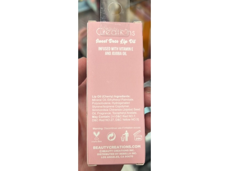 Beauty Creations Cherry Lip Oil, Sweet Dose, 0.13 oz/4 mL