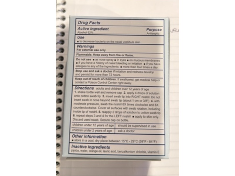 Nozin Nasal Sanitizer + Cotton Swabs, 0.406 fl oz/12 mL, 20 Count