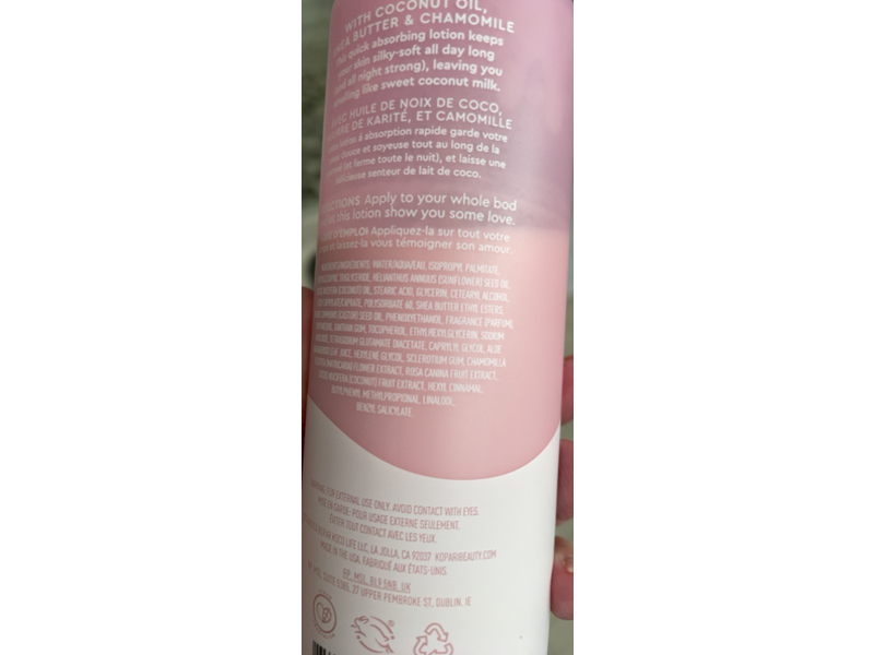 Kopari Coconut Hydrating Body Milk, Shea Butter & Chamomile, 8.84 fl oz/250 mL