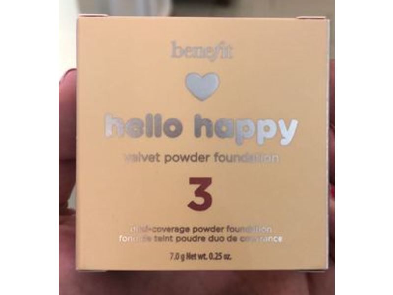 Benefit Cosmetics Hello Happy Velvet Powder Foundation, 3 Light Neutral Warm, 0.25 oz/7.0 g