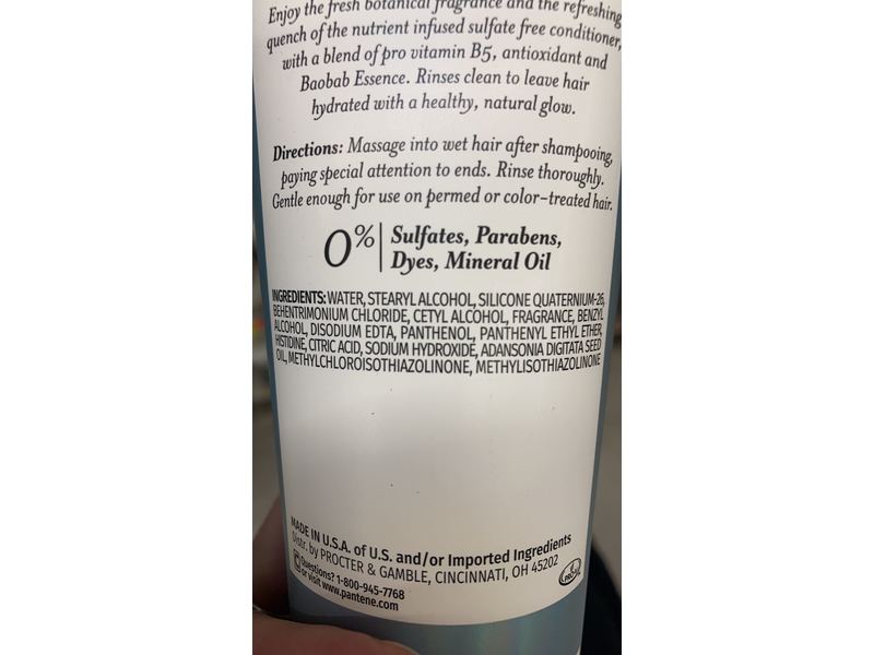 Pantene Hydrating Glow Sulfate Free Conditioner, Baobab Essence