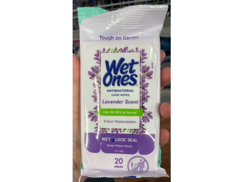 Wet Ones Antibacterial Hand Wipes, Lavender Scent, 20 Count, Pack Of 10