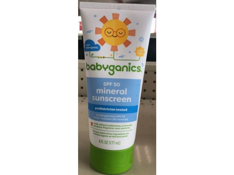 Babyganics Mineral Sunscreen Lotion, SPF 50, 6 fl oz/177 mL, Pack of 2