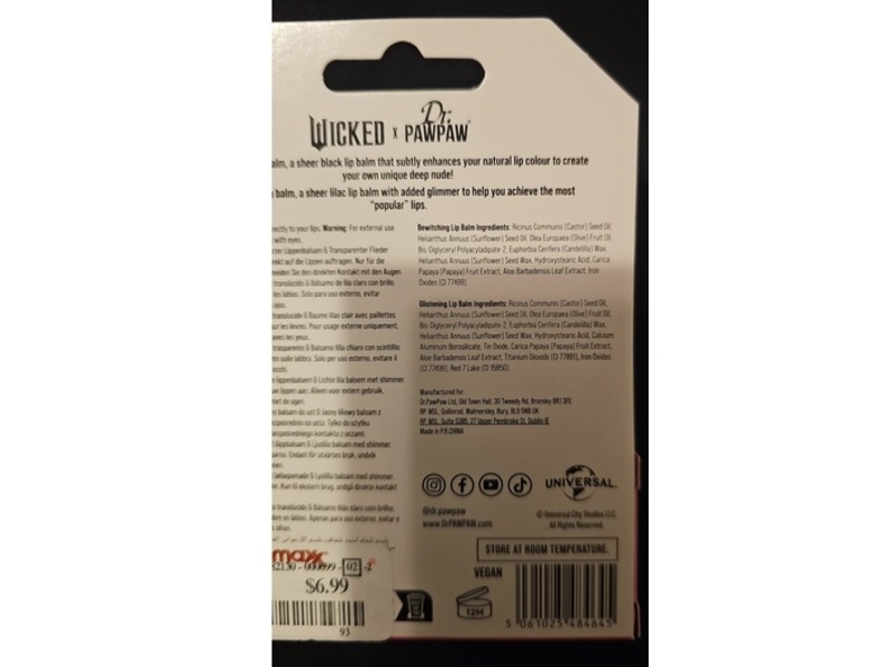 Wicked x Dr. PawPaw Lip Balm Duo, Glistening & Bewitching, 0.10 oz/3 g