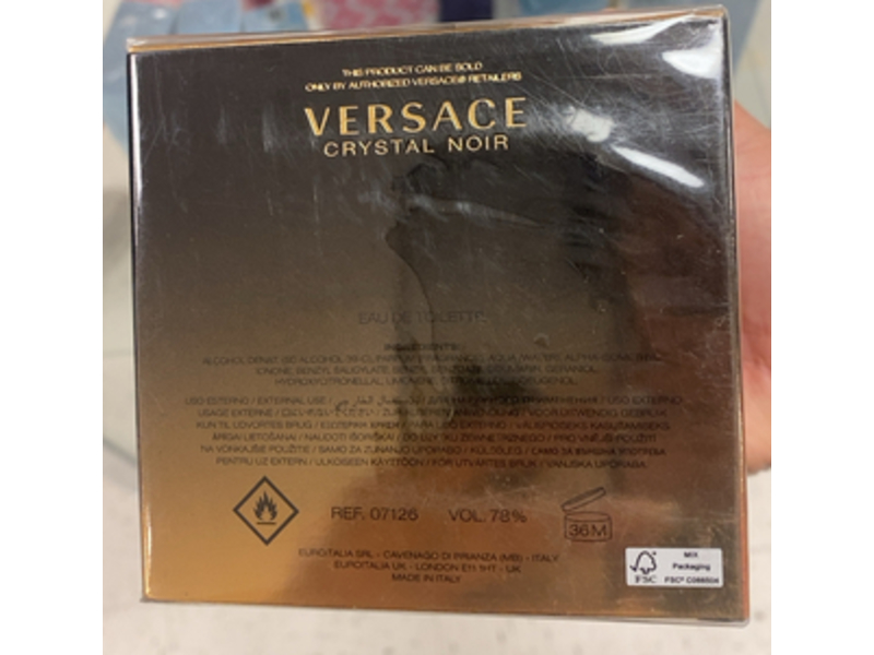Versace Eau de Toilette Natural Spray, Crystal Noir, 1.7 fl oz/50 mL