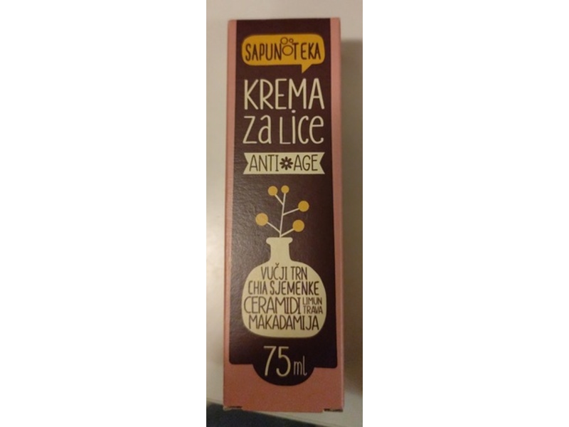 Sapunoteka Anti-Age Night Face Cream, Chia Seed Extract & Blackthorn Pulp, 75 mL