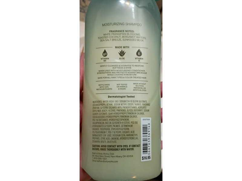 Bath & Body Works Moisturizing Shampoo, At The Beach, 16 fl oz/473 mL