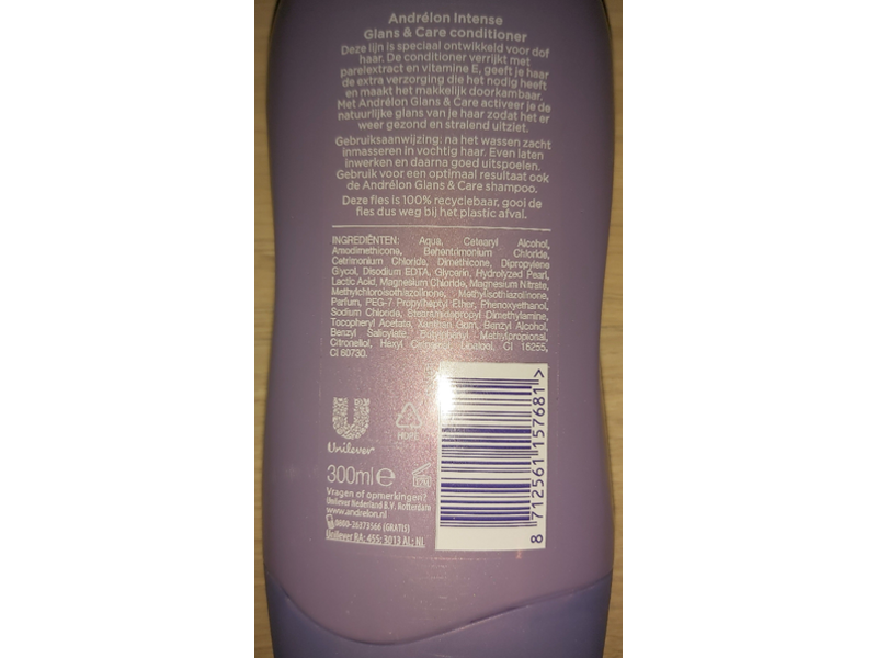 Andrelon Intense Glans & Care Conditioner, Parel Extract & Vitamin E, 300 mL