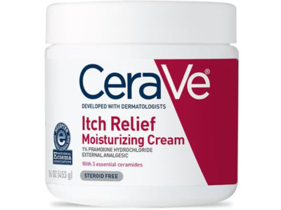 CeraVe Itch Relief Moisturizing Cream, Steroid Free, 16 oz/453 g