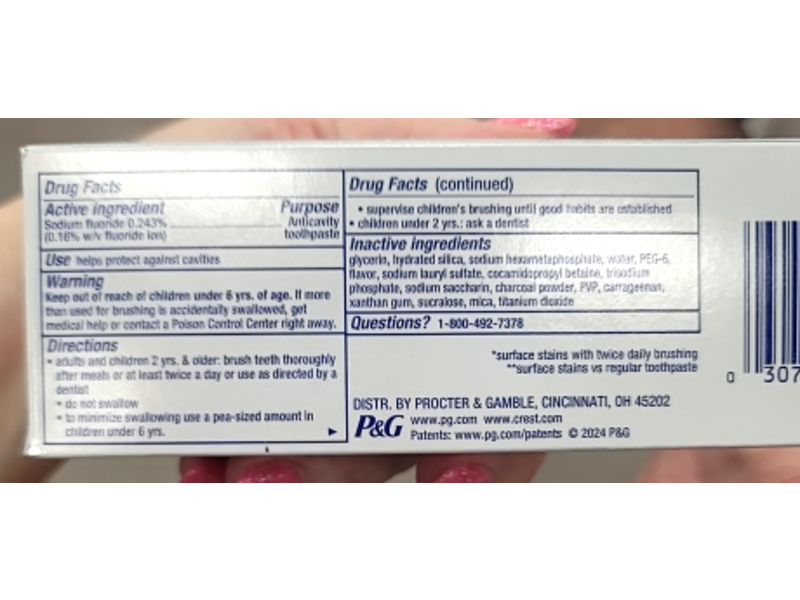 Crest 3D White Brilliance Toothpaste, Charcoal Mint, 4.6 oz/130 g