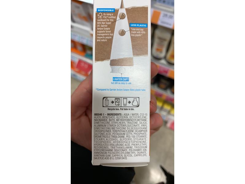 Garnier Ambre Solaire Anti-Age Super Uv, Hyaluronic Acid, SPF 50, 50 mL