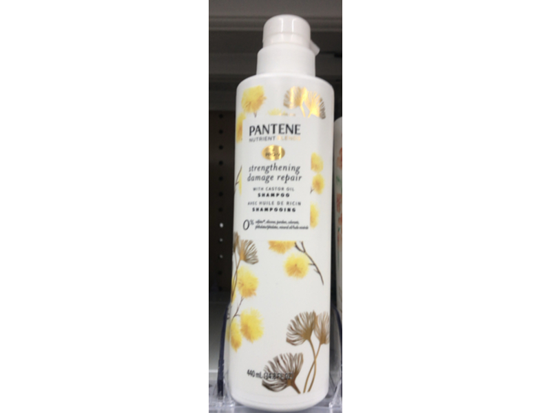 Pantene Strengthening Damage Repair Shampoo, Castor Oil, 14.8 fl oz/440 mL, Pack Of 2