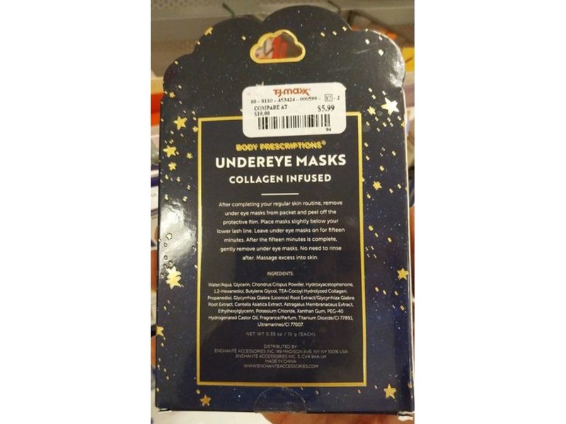 Body Prescriptions Under Eye Masks, Collagen Infused, 10 Pairs