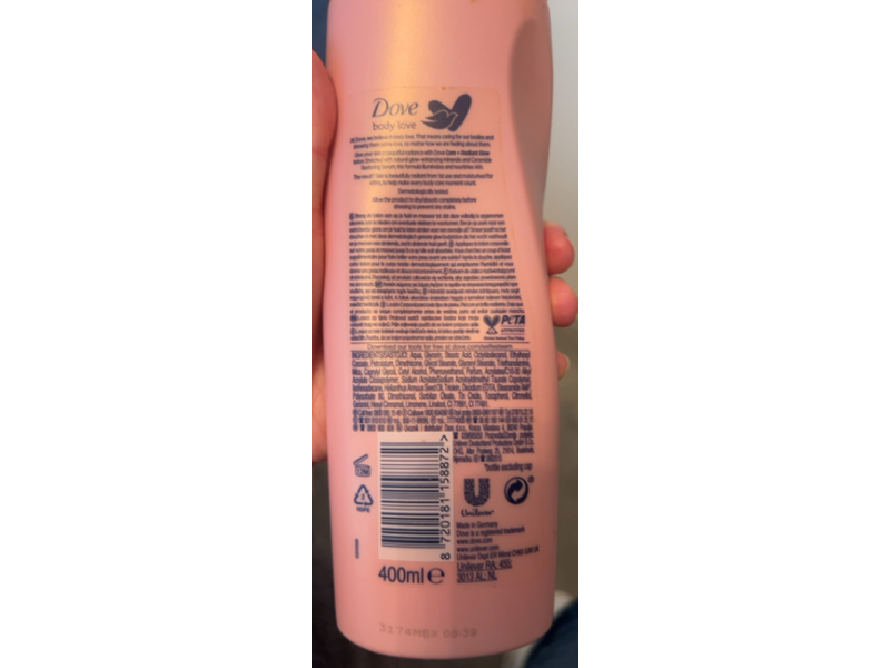 Dove Body Love Care + Radiant Glow Body Lotion, Ceramide, 400 mL