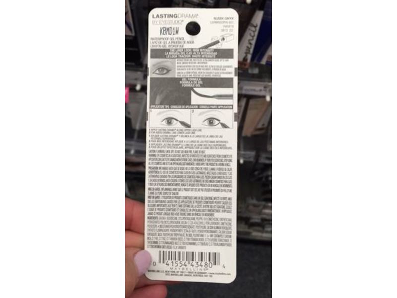 Maybelline New York Eyestudio Lasting Drama Waterproof Gel Eye Pencil, Sleek Onyx, 0.038 oz/1.1 g