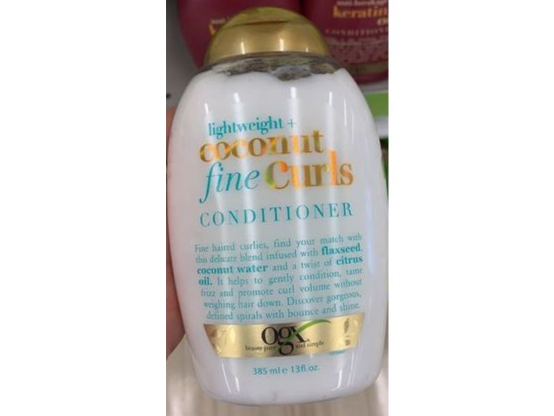 Ogx Lightweight + Coconut Fine Curls Conditioner, 13 fl oz/385 mL