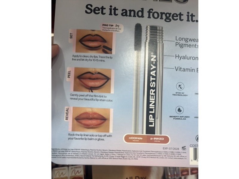 Sacheu Peel-Off Lip Liner Stay-In Set, nOOHde + p-Inked, 0.12 fl oz/3.5 mL