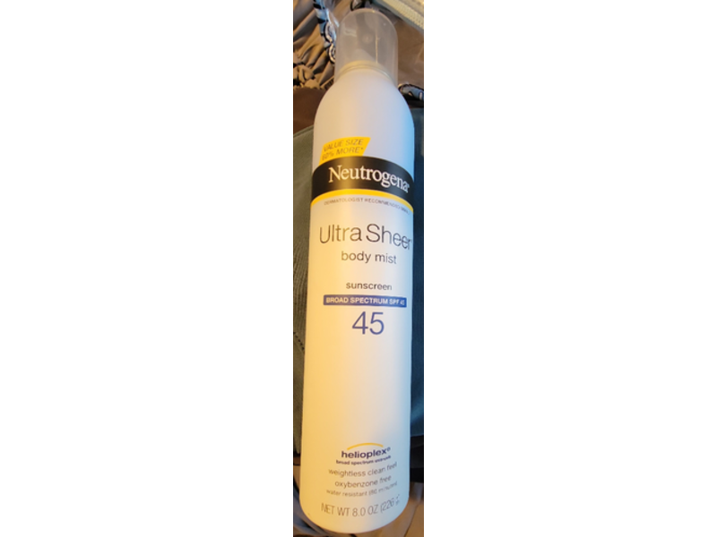 Neutrogena Ultra Sheer Sunscreen Body Mist, SPF 45, 8 oz/220 g