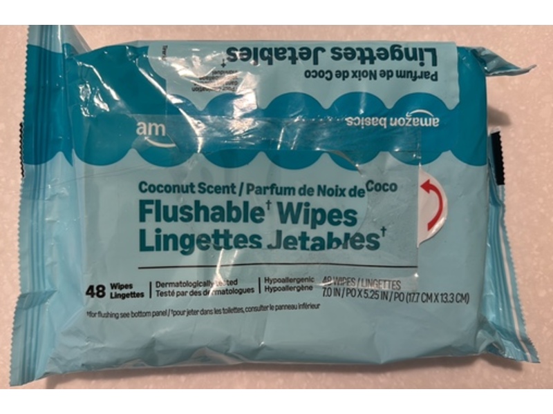 Amazon Basics Flushable Wipes, Coconut, 48 Count, Pack Of 2