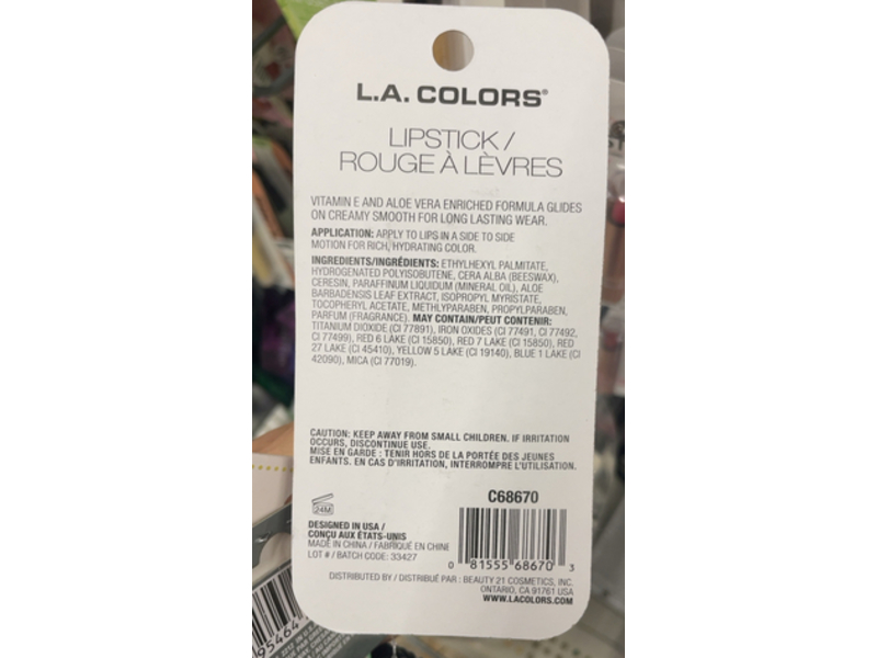 L.A. Colors Hydrating Lipstick, C68670 Big Deal, 0.11 oz/3.2 g