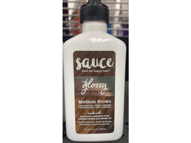 Sauce Beauty Glossy Color + Gloss + Repair Dye, Medium Brown, 4.5 fl oz/133 mL