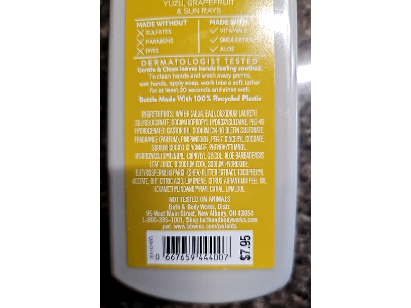 Bath & Body Works Gentle & Clean Foaming Hand Soap, Sunshine & Lemons, 8.75 fl oz/ 259 mL