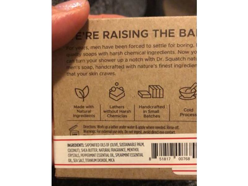 Dr Squatch Men's Natural Soap Bar, Frosty Peppermint, 5 oz