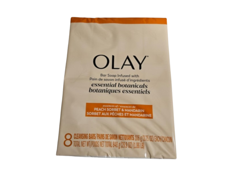 Olay Bar Soap, Peach Sorbet & Mandarin, 3.75 oz/106 g, 8 count