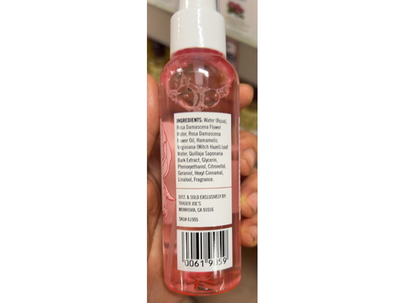 Trader Joe's Hydrate & Refresh Facial Toner, Rose Water, 4 fl oz/118 mL