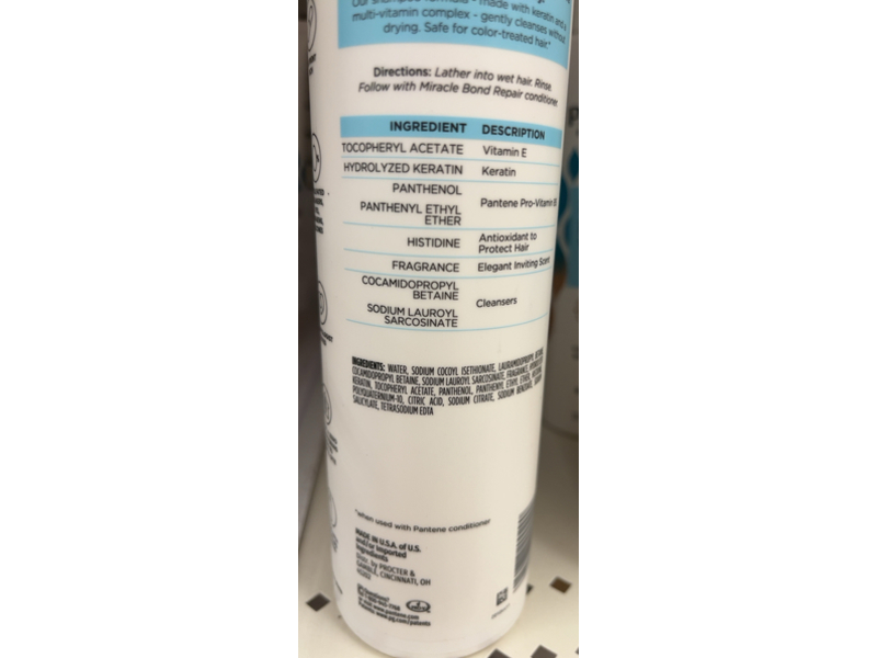 Pro-V Miracles Bond Repair Keratin + Vitamin E Shampoo, 13.5 fl oz/400 mL