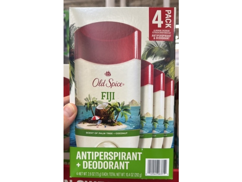 Old Spice Fiji Antiperspirant + Deodorant, Scent Of Palm Tree + Coconut, 2.6 oz/73 g, Pack Of 4