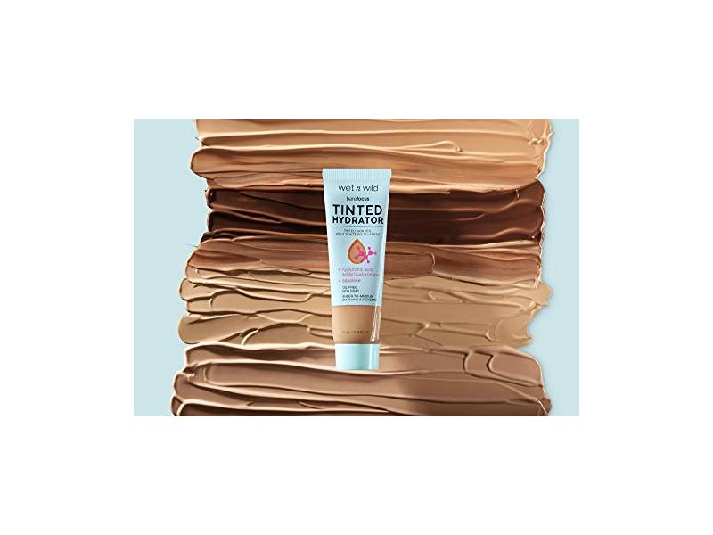 Wet n Wild, Bare Focus Tinted Hydrator Tinted Foundation Hyaluronic Acid, Medium Tan, 0.91 fl oz/27 mL