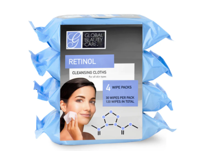 Global Beauty Care Retinol Cleansing Cloths, Pack Of 30, 4 Packs
