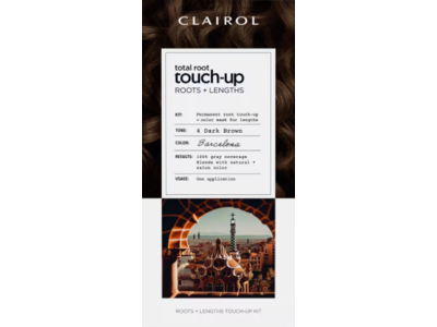 Clairol Total Root + Lengths Touch-Up, 4 Dark Brown-Barcelona, 1 Application