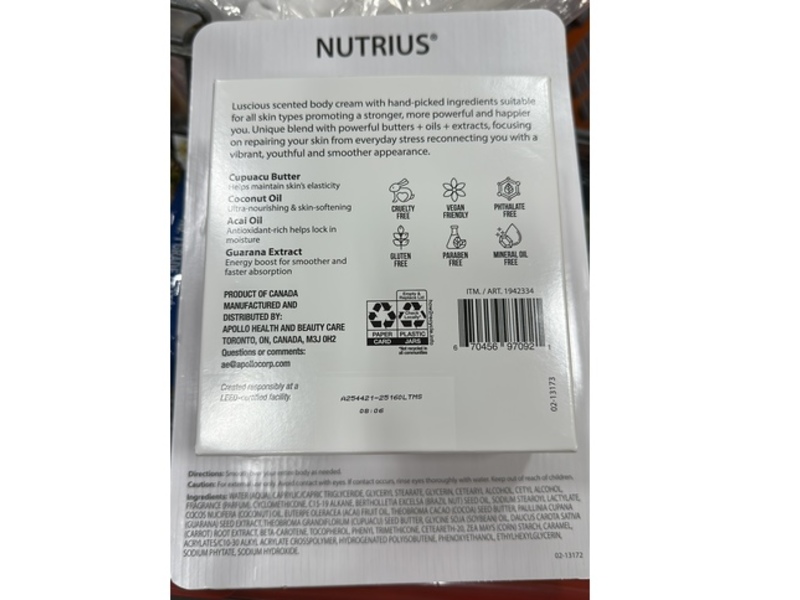 Nutrius Brazilian Body Butter Cream Set, Coco Bliss