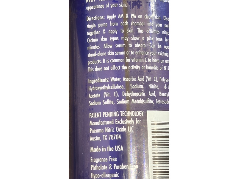 N1O1 Nitric Oxide Activating Serum, Antioxidants, 1 fl oz/30 mL