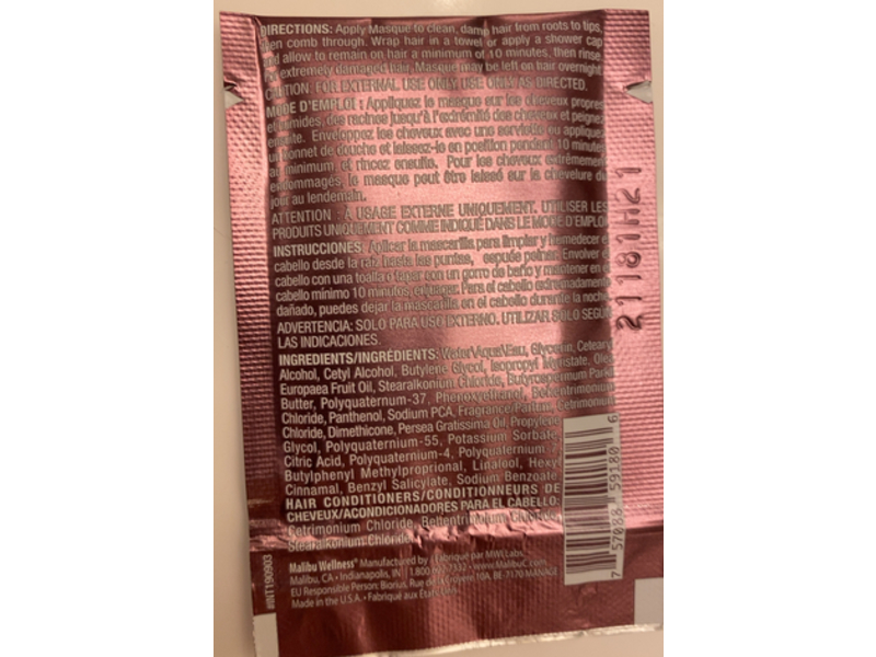 Malibu C Replenish Hair Masque, 0.4 fl oz/12 mL