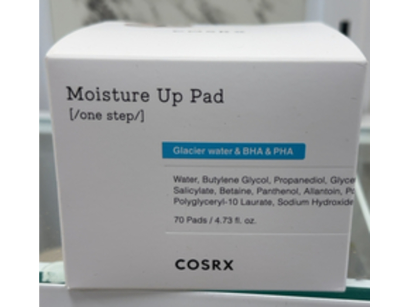 Cosrx One Step Moisture Up Pads, Glacier Water + Bha & Pha, 4.73 fl oz, 70 Count