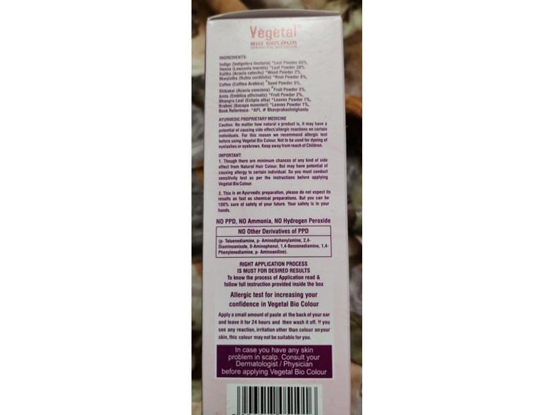 Vegetal Bio Colour Semi Permanent Hair Colour, Soft Black, 5.3 oz/150 g