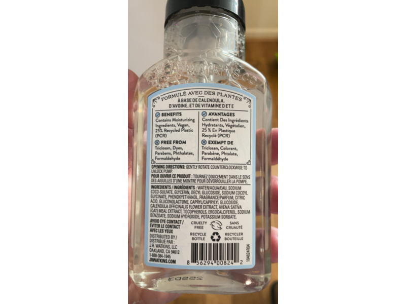 J.R. Watkins Foaming Hand Soap, Ocean Breeze, Calendula, Oat, Vitamins D & E, 9 fl oz/266 mL, Pack Of 6